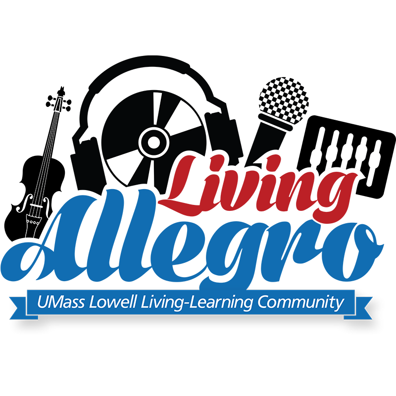 Living Allegro LLC logo. The Living Allegro LLC is designed to prepare today’s students to become tomorrow’s musicians. Providing viable career training within the changing musical landscape of the 21st century, this LLC is for first-year students who share a passion for music. Our goal is to create an environment that is highly collaborative, expressive and inclusive. With a focus on preparing students to find meaningful careers within the various aspects of music (performance, music business, sound recording technology, music studies, etc.), this LLC is supported by a faculty advisor from the Music Department who works to provide programming opportunities that highlight cultural immersion and academic success.