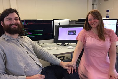 Thomas Nelson and Jordi Love in the UMass Lowell computer lab where they met