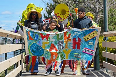 Youngsters march in 2015 Lowell Earth Day Parade