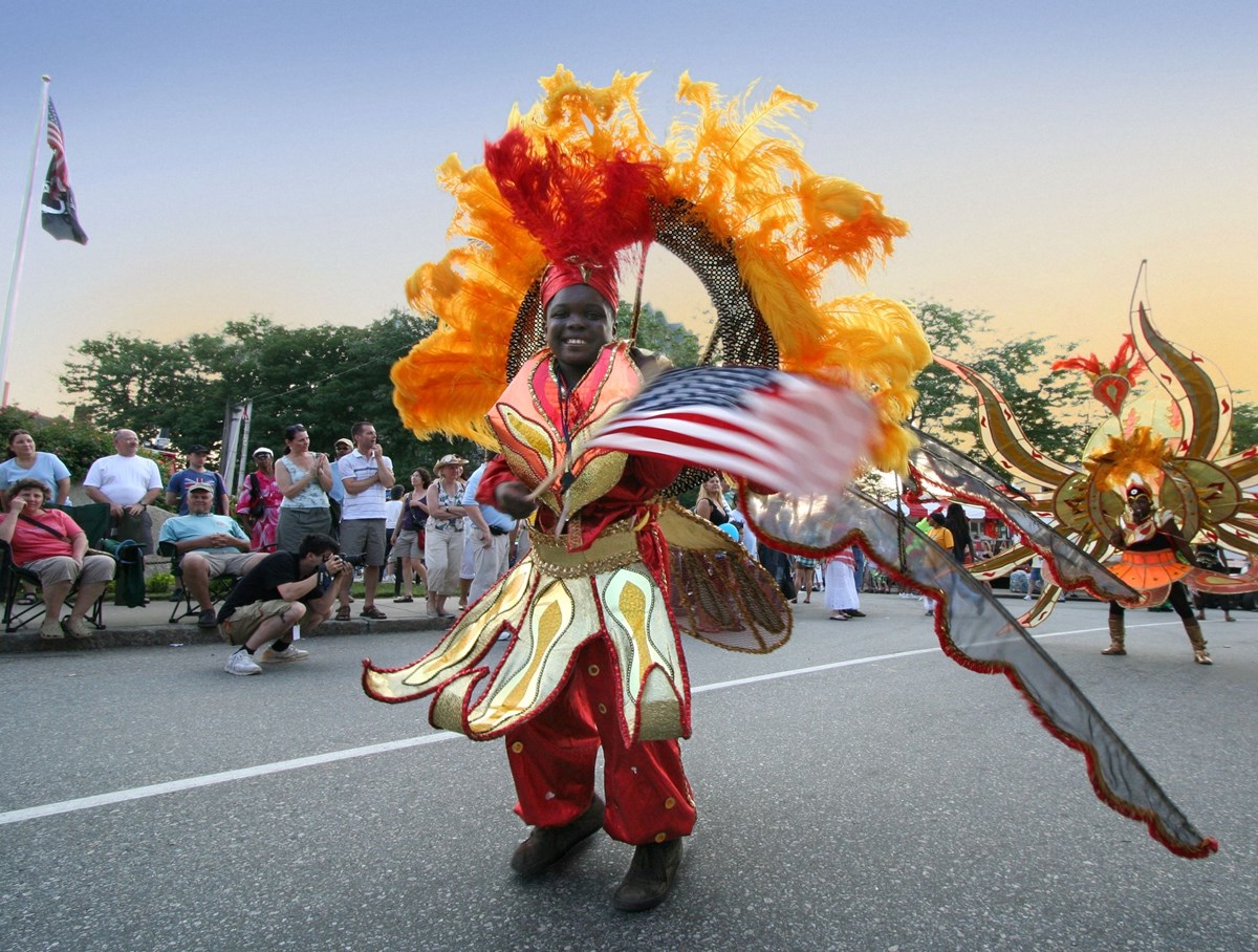 African dancer in Lowell Folk Fest parade