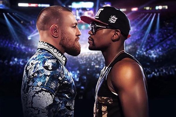 Conor McGregor and Floyd Mayweather stand nose to nose