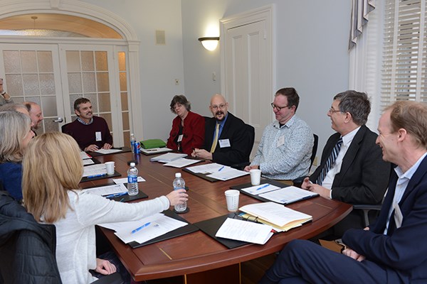 Administrators from the Lowell National Historical Park, Pollard Library and other nonprofits discuss the public humanities and arts track with professors.
