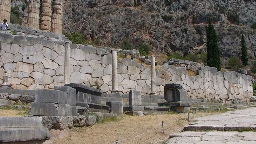 Ruins of the ancient Temple of Apollo at Delphi.