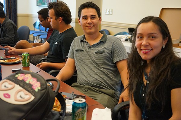 Middlesex Community College students Pablo Ruiz and Laura Rodriguez celebrate at the end of the Engineering Summer Bridge Program.