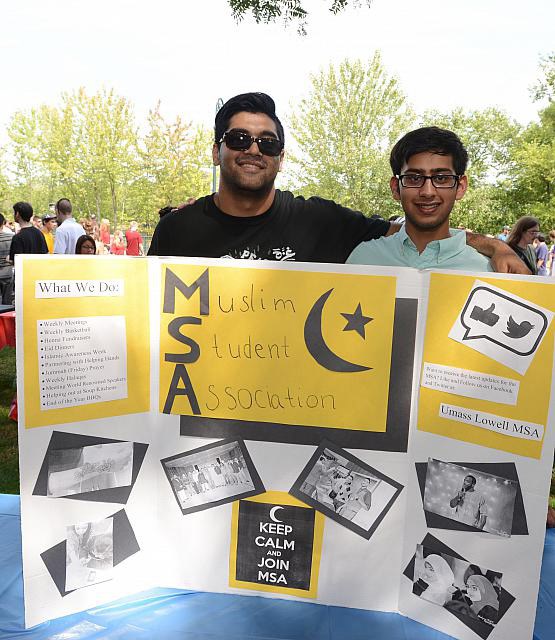Students in the Muslim Student Association (MSA) pose for a photo.