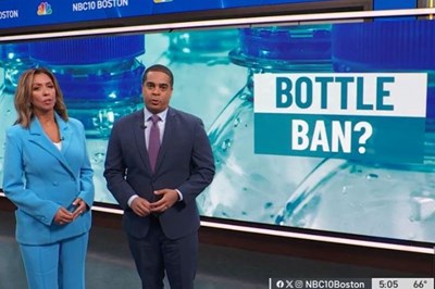 NBC Boston anchors on set next to Bottle Ban? headline