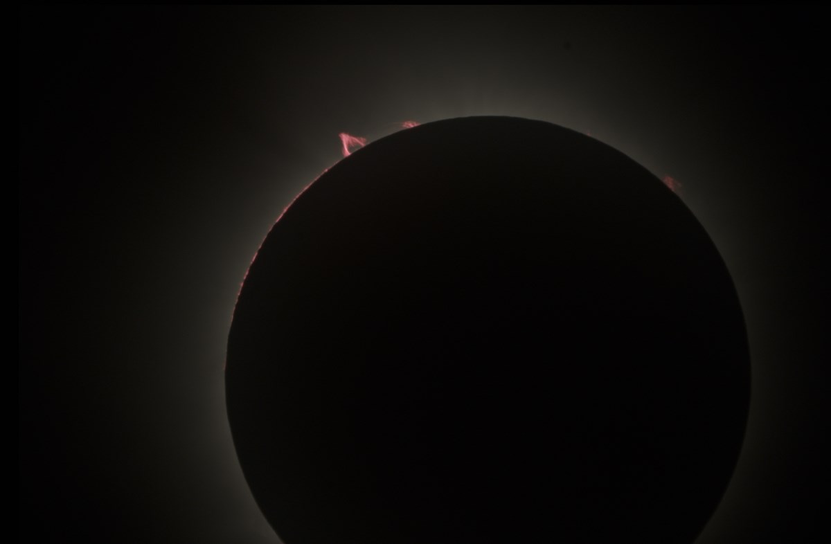 Closeup of the total eclipse in April 2024.