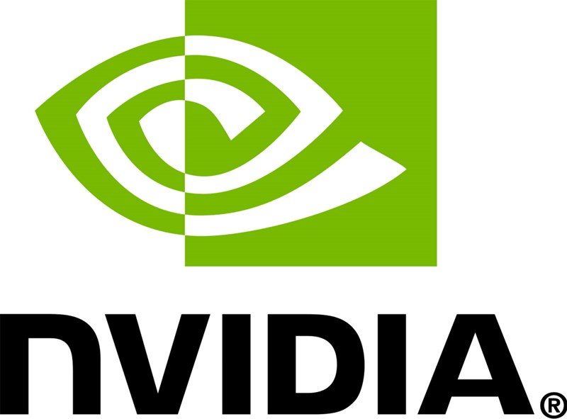 Nvidia logo. Nvidia: Technology company logo comprised of a lime green swirl in the shape of an eye.