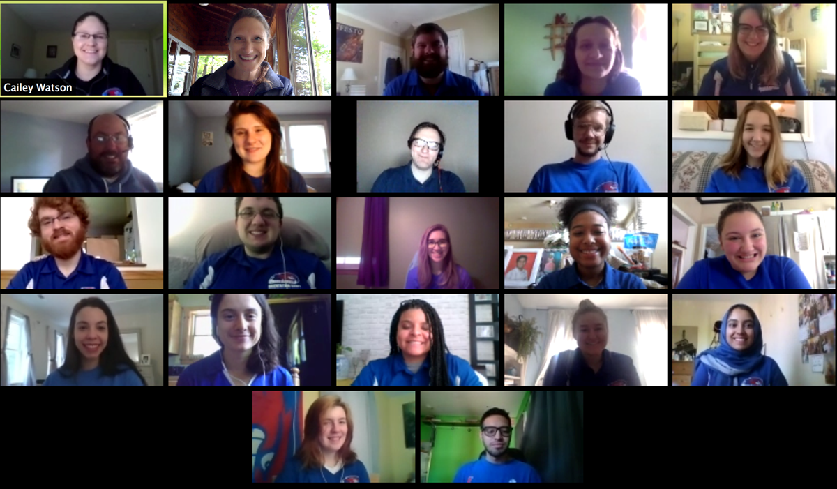 A screenshot of a Zoom meeting with the Orientation staff visible