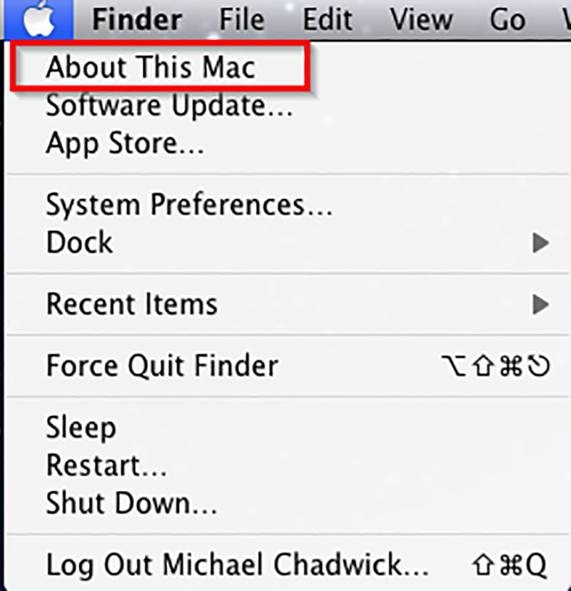 Click the Apple button in the top menu bar and then click About This Mac to see your Mac OSX version 