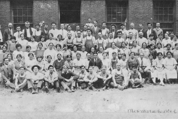An old photo of Merrimack Mills workers