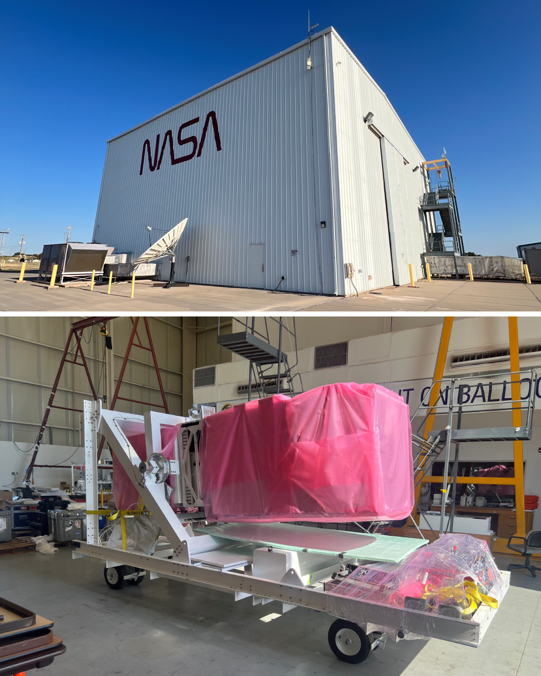 National Space Administration hangar with Picture-D satellite, waiting to be launched.