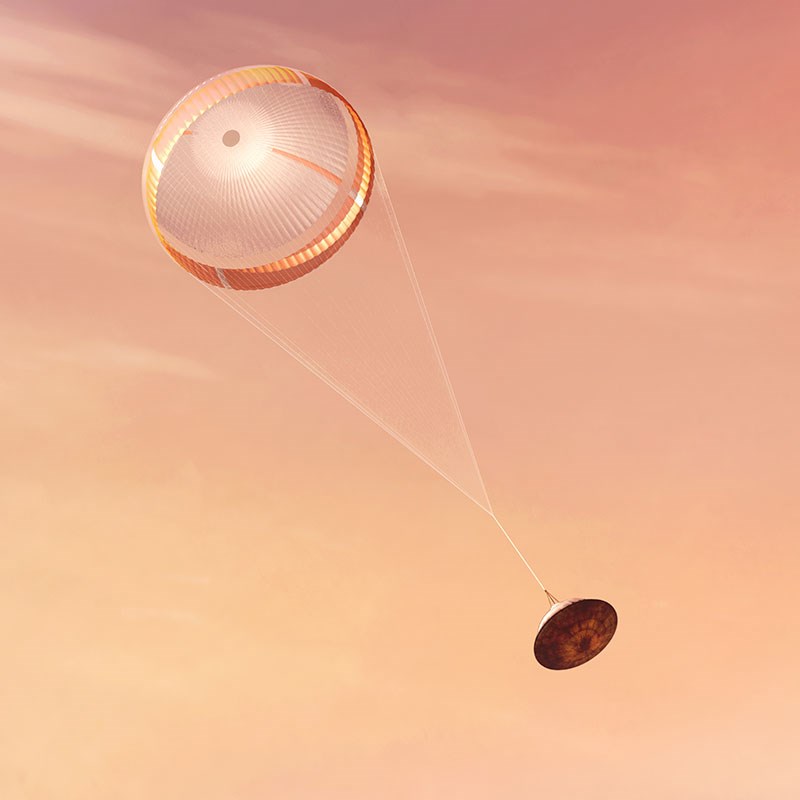 Artist illustration of parachute deploying