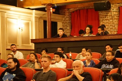Students and community members filled the Luna Theater for the first "Philosophy and Film" movie this fall.