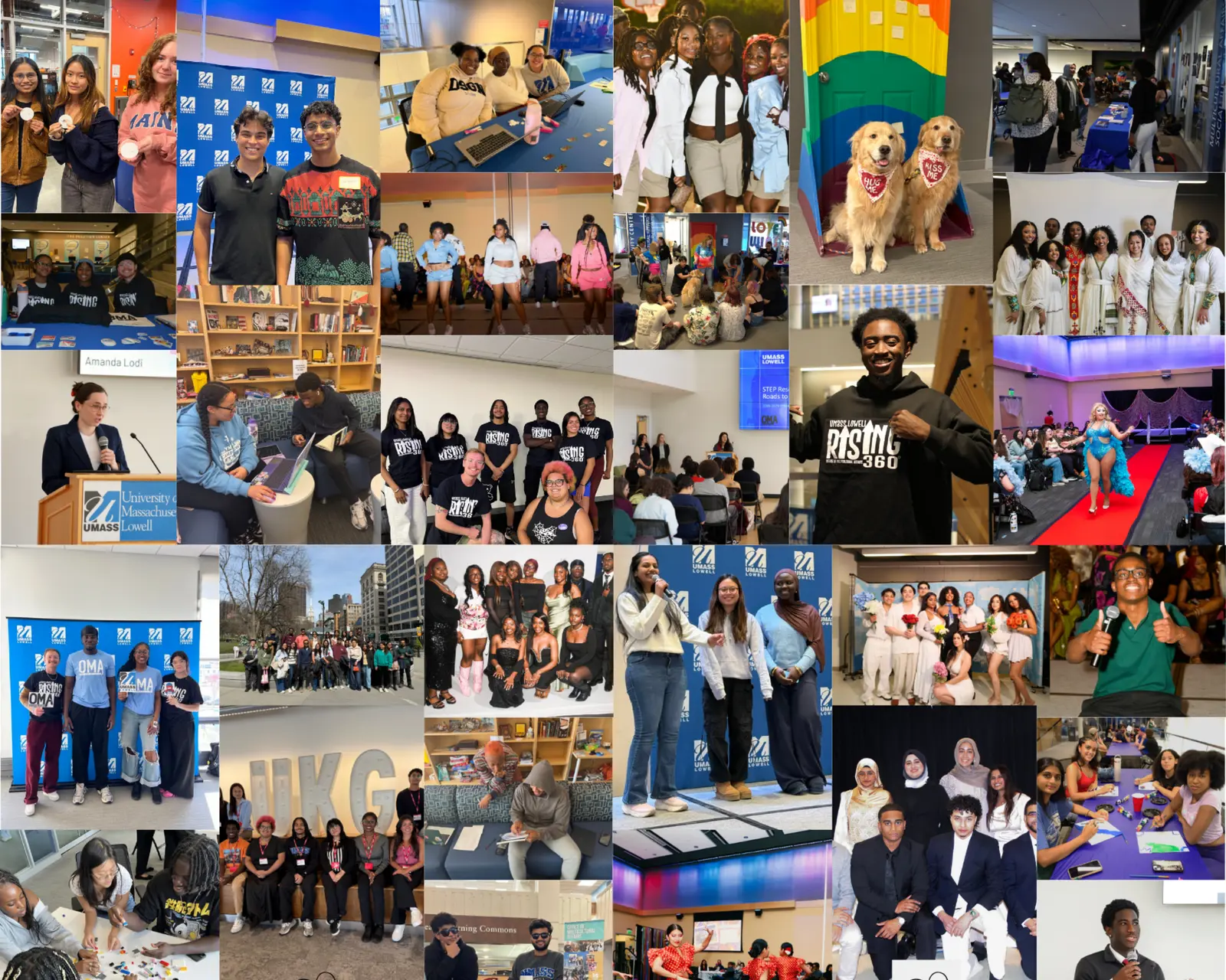 Collage of photos from events and students.