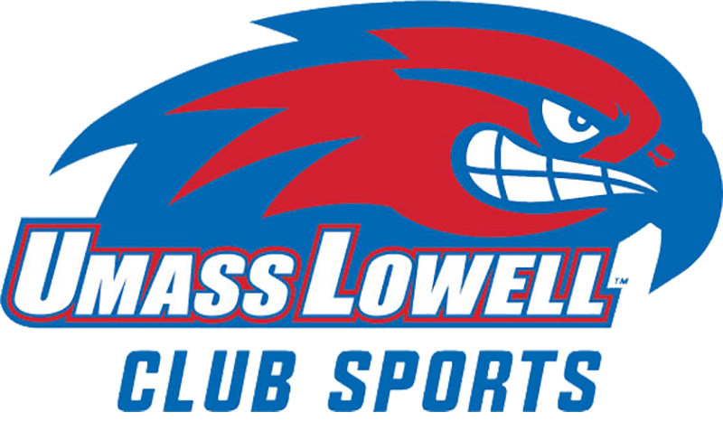 UMass Lowell Athletics logo of a River Hawk head with the words UMass Lowell over it and Club Sports beneath it.