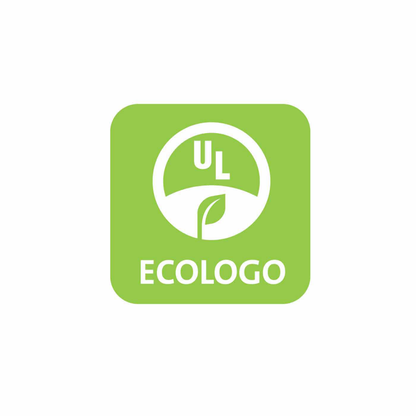 Purchasing-Cleaning and Janitorial Supplies-ECOLOGO: the Underwriters Laboratories ECOLOGO is a green square icon featuring a white and green circle in the middle that has the initials "UL" in it. At the bottom of this logo is the word "ECOLOGO" written in white.