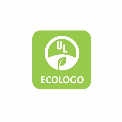 Purchasing-Cleaning and Janitorial Supplies-ECOLOGO: the Underwriters Laboratories ECOLOGO is a green square icon featuring a white and green circle in the middle that has the initials "UL" in it. At the bottom of this logo is the word "ECOLOGO" written in white.