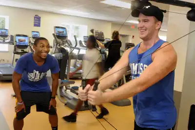 students working out in Riverview Fitness Center
