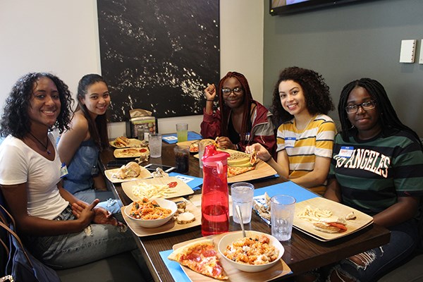 New members of the River Hawk Scholars Academy bonded over lunch at Fox Hall.