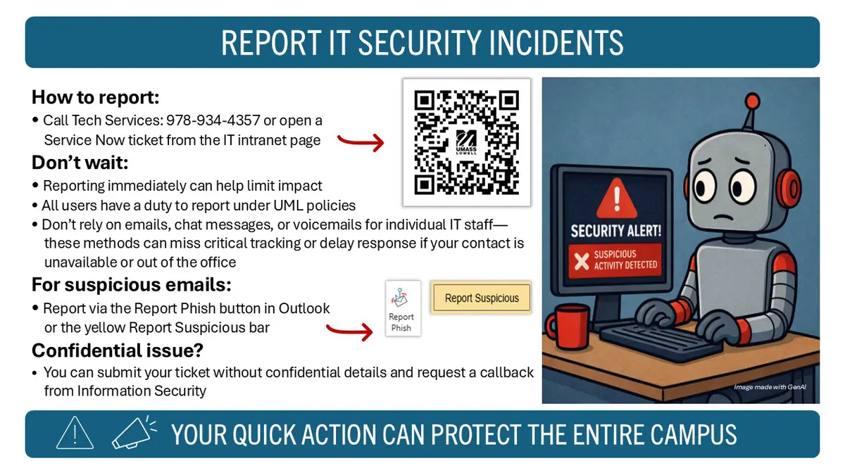 Res Halls - Report IT Security Incidents slide info. Decorative