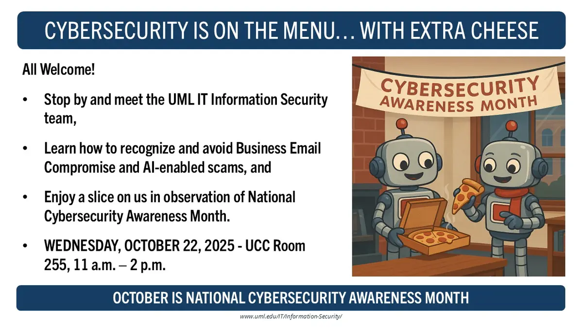 Res Halls - Cybersecurity awareness month slide info. Decorative.