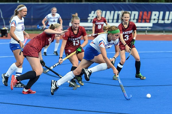 The field hockey team battles Stanford on Wicked Blue