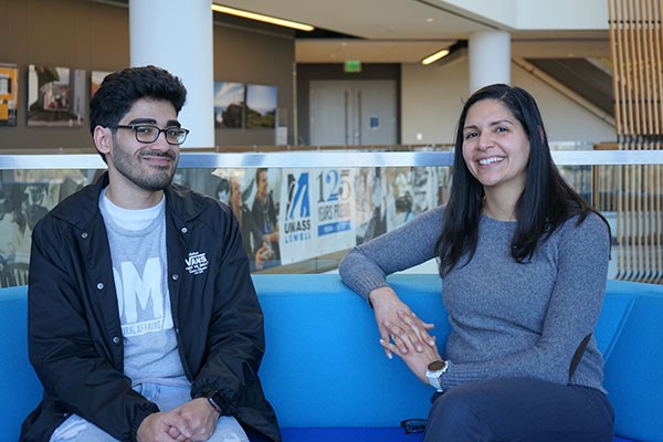 River Hawk Rising student Ricardo Candanedo and his mentor, Elsie Otero, associate director of Multicultural Affairs at UMass Lowell