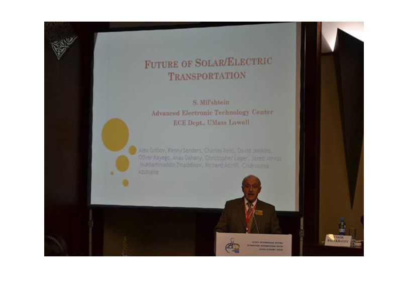 Prof. Sam Mil’shtein speaking at an Economic Forum in the Republic of Kazakhstan in 2015.
