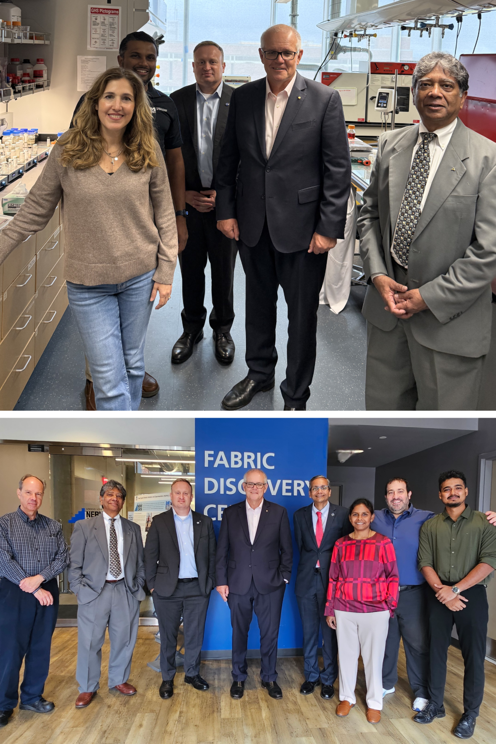 Space Center for Australia visiting research facilities at UMass Lowell including the Fabric Discovery Center.
