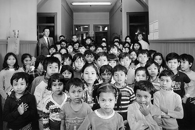Cambodian refugee children in a Lowell, MA, school
