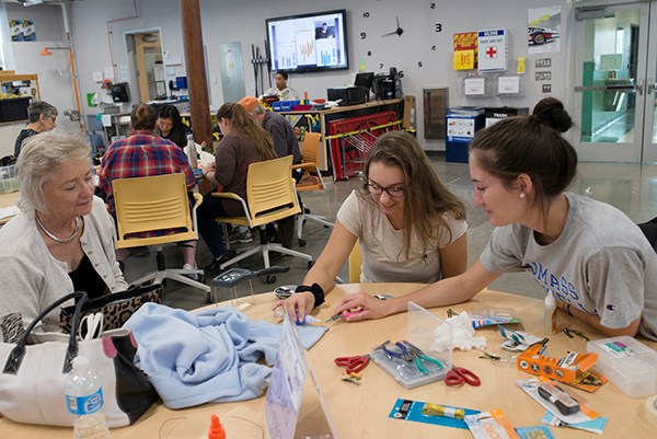 Students participate in a repair cafe on North Campus