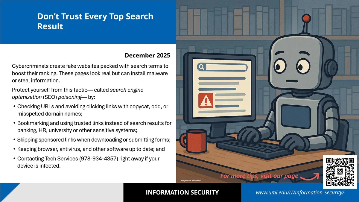 Slide with information about Search Engine Optimization poisoning.