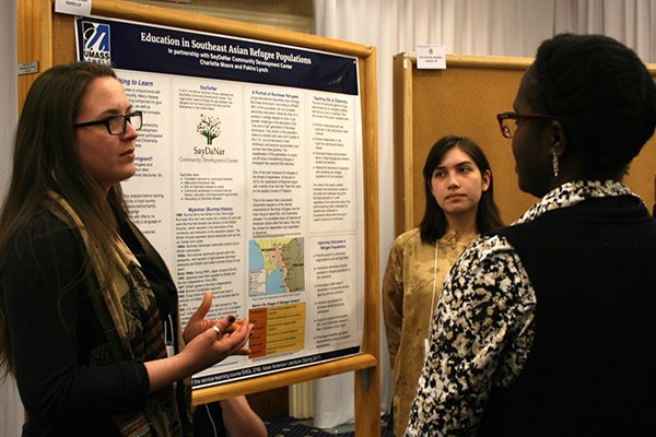 English majors Charlotte Moore and Paktra Lynch explained their project with SayDaNar CDC
