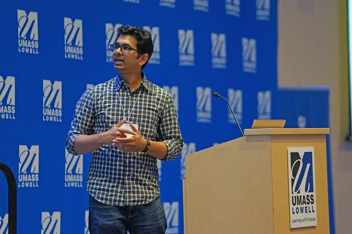 Sashank Narain delivers a presentation.