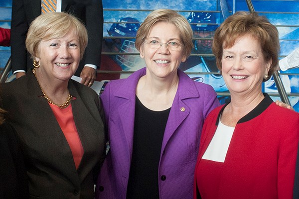 Eileen Donoghue, Elizabeth Warren and Jacquie Moloney together at event