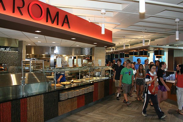 Prospective students tour the South Campus Dining Commons