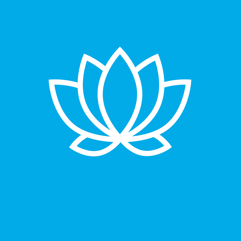 Outline of lotus flower on blue background