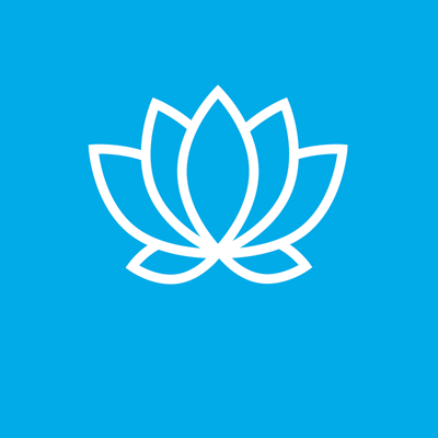 Outline of lotus flower on blue background