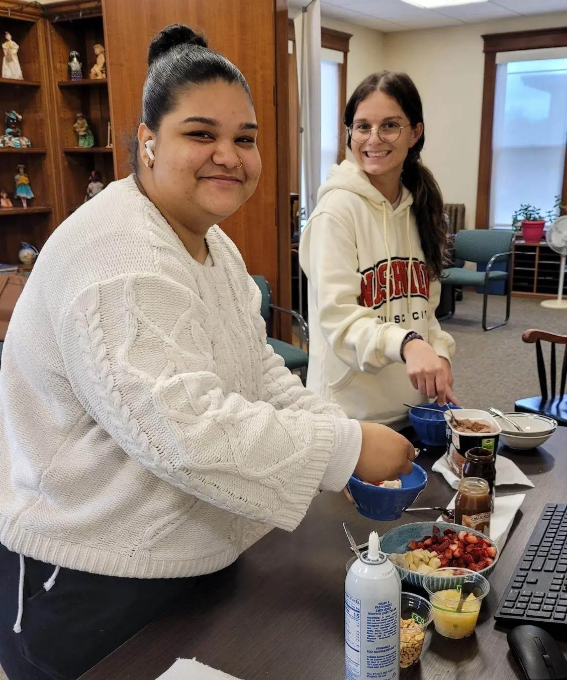 UMass Lowell student employees enjoy end of semester ice cream social