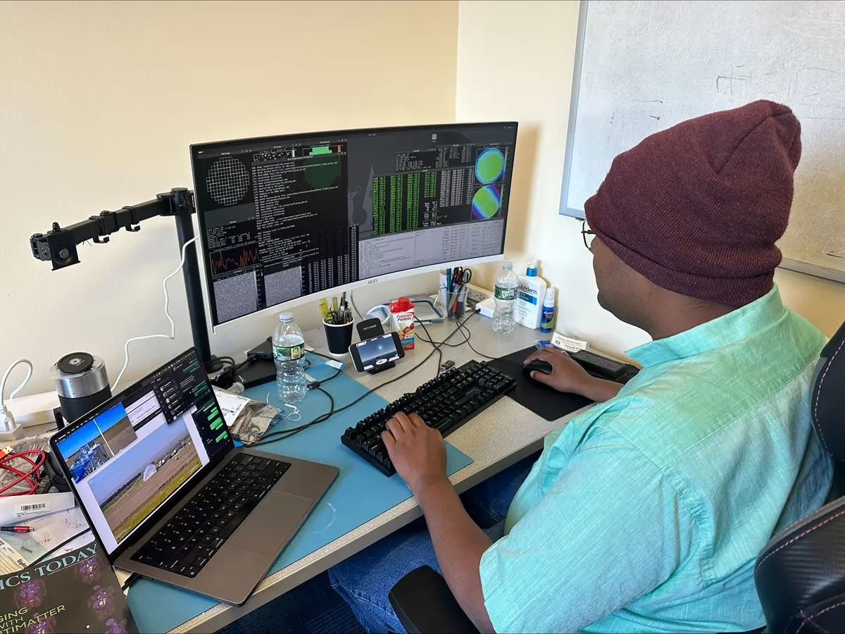 Post doctorial researcher, Sunip Mukherjee, readying remote setup of PICTURE-D for launch at Fort Sumner, New Mexico.