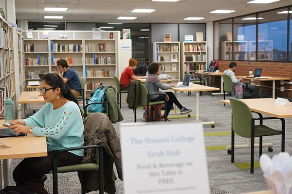 Students study in the UML Honors College on Table-for-one Tuesday