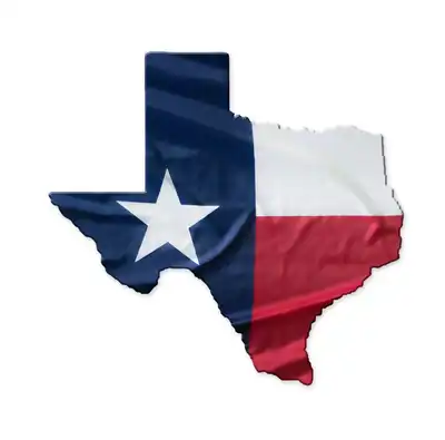 Flag of Texas against an outline of the state