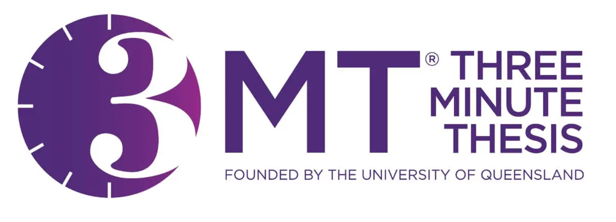 3 MT - Three Minute Thesis, Founded by the University of Queensland logo.