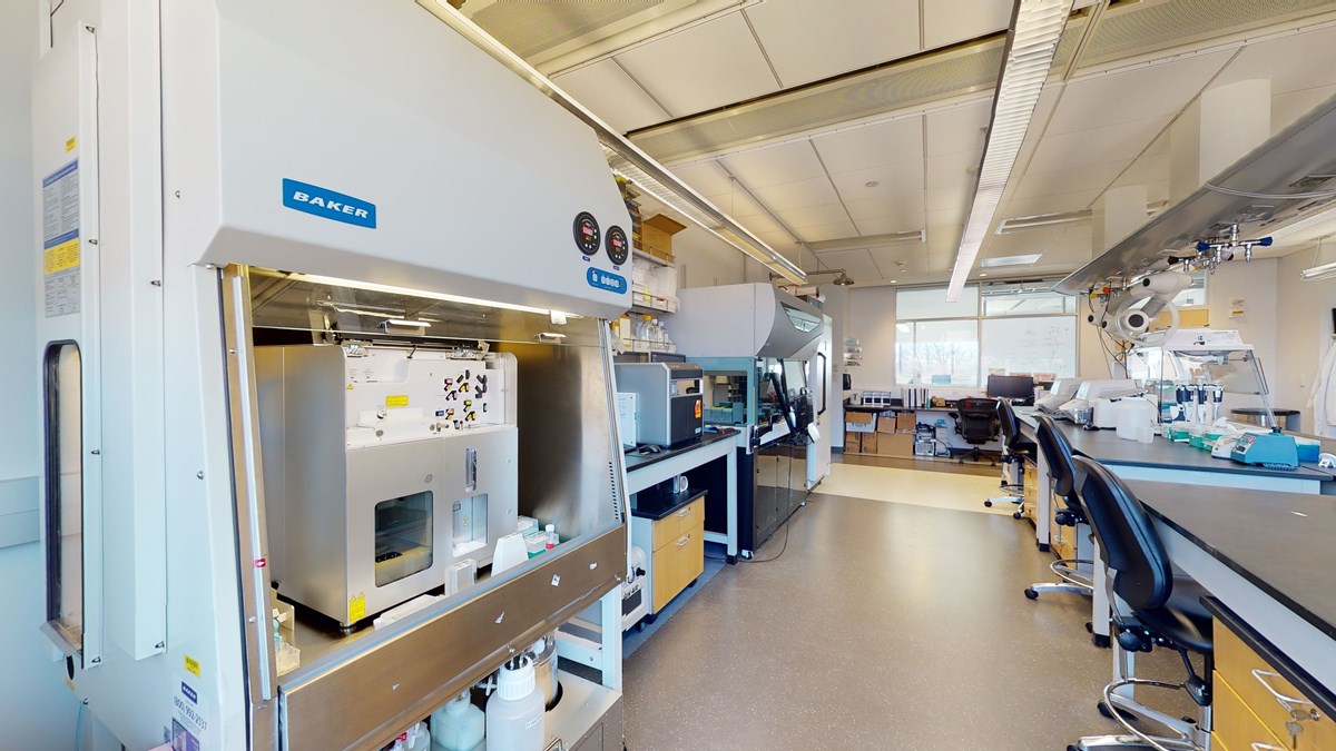 Equipment and workstations in UMass Lowell's Cell Analysis & Imaging Lab