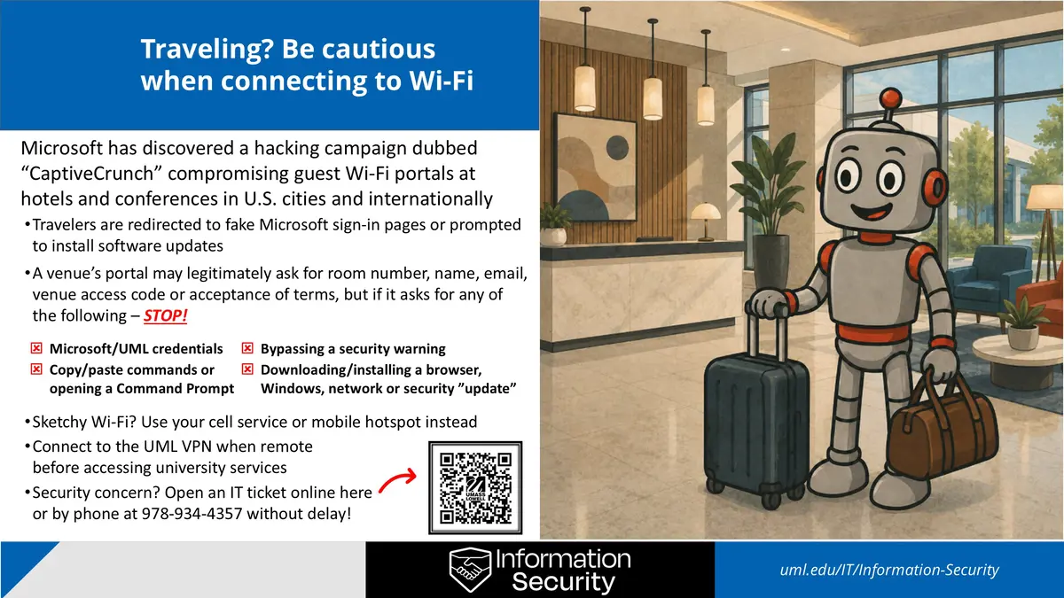 Travel alert slide; see text on page for more details.