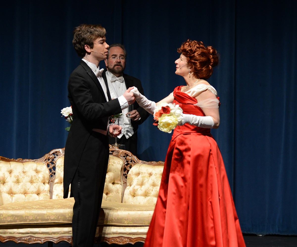 Actress Paula Plum and Actor Rick Sherburne perform with UMass Lowell students in Lady Windermere's Fan in 2015.