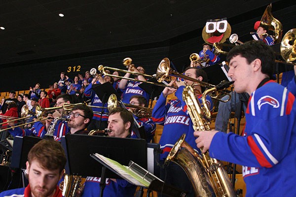 The UML band plays at the Hockey East final