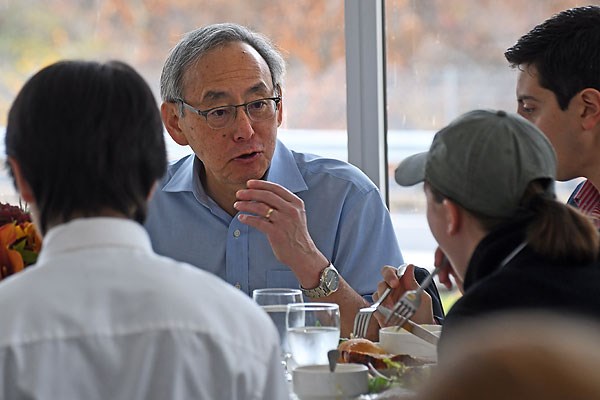 Chu talks to the students during a luncheon hosted in his honor on Nov. 16.