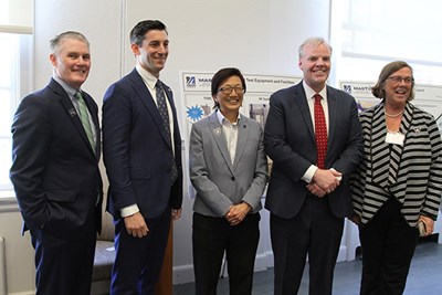 State representatives and Mass Technology Collaborative CEO Carolyn Kirk join UMass Lowell Chancellor for the 2024 Massachusetts Space Week.
